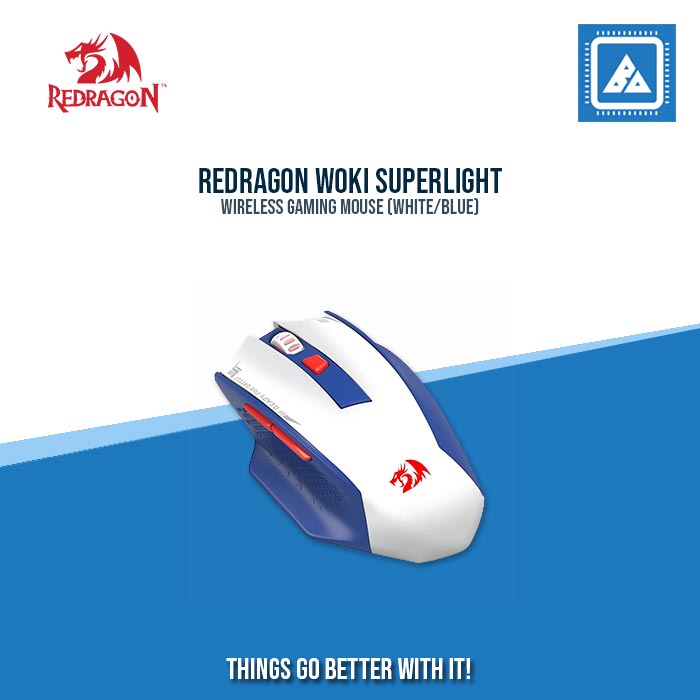 REDRAGON WOKI SUPERLIGHT WIRELESS GAMING MOUSE (WHITE/BLUE) REDRAGON WOKI SUPERLIGHT WIRELESS GAMING MOUSE (WHITE/BLUE)
